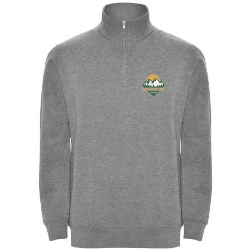 gris chiné Sudadera con media cremallera