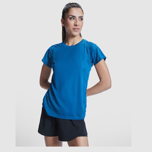 turquesa Camiseta deportiva de manga corta para mujer