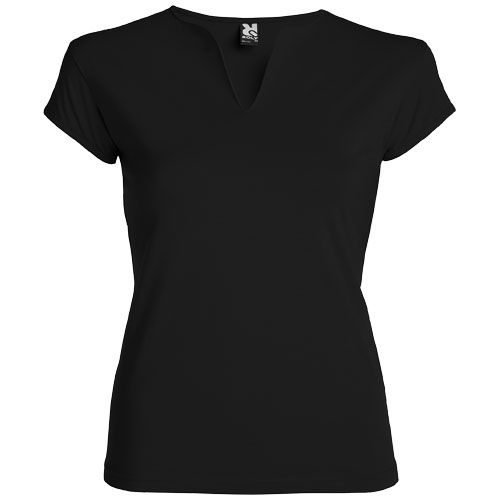 black Camiseta de manga corta para mujer