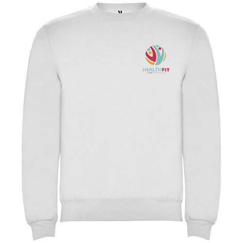 white Sudadera de cuello redondo unisex