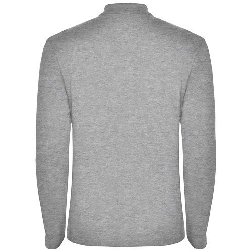 gris chiné Polo de manga larga para hombre