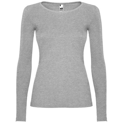 gris chiné Camiseta de manga larga para mujer
