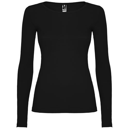 black Camiseta de manga larga para mujer