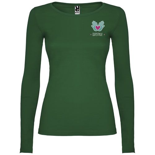verde botella Camiseta de manga larga para mujer