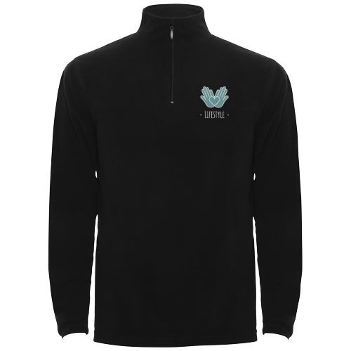 black Chaqueta de forro polar con media cremallera para hombre