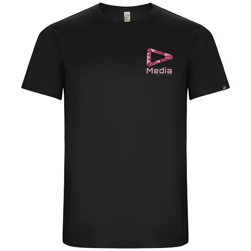 black Camiseta deportiva de manga corta para hombre