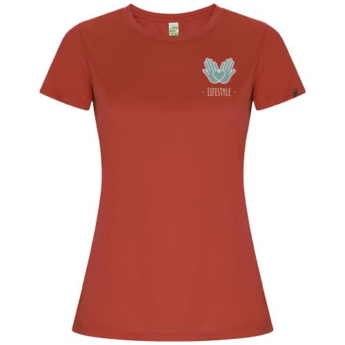 red Camiseta deportiva de manga corta para mujer