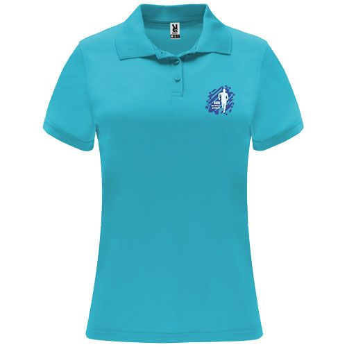 turquesa Polo deportivo de manga corta para mujer