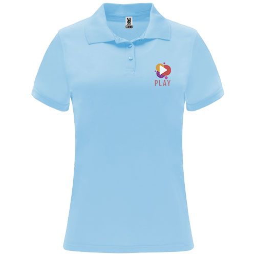 azul celeste Polo deportivo de manga corta para mujer