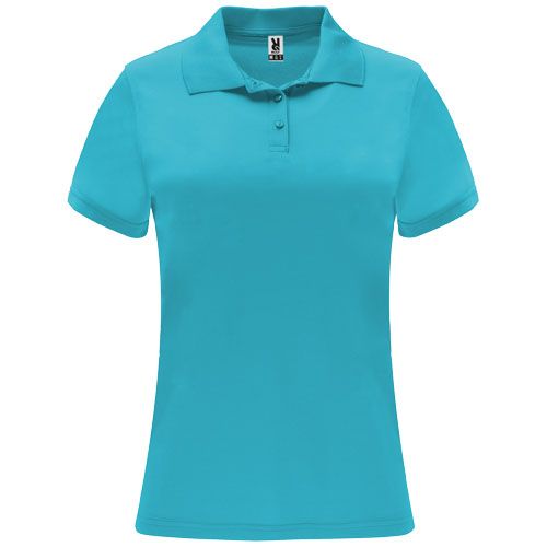 turquesa Polo deportivo de manga corta para mujer