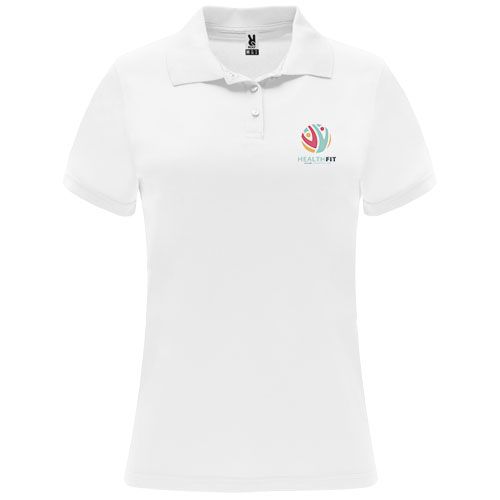white Polo deportivo de manga corta para mujer
