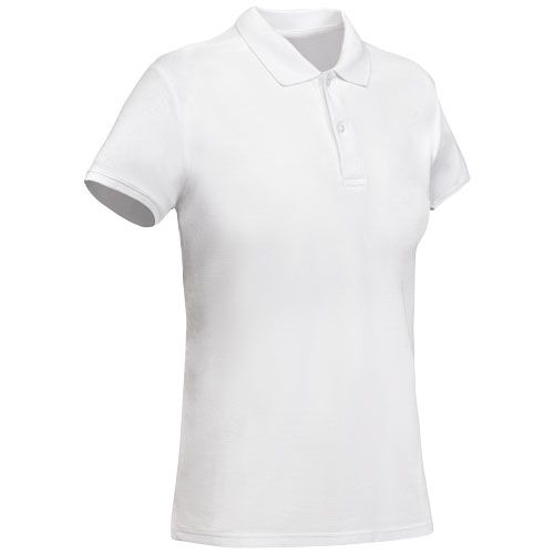 white Polo de manga corta para mujer algodón orgánico