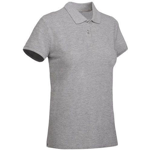 gris chiné Polo de manga corta para mujer algodón orgánico