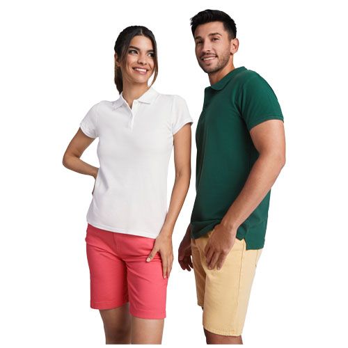 verde botella Polo de manga corta para mujer algodón orgánico de 210 g/m²