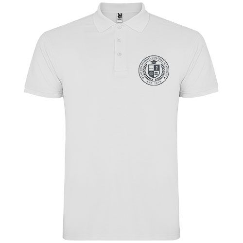 white Polo de manga corta para hombre de 200 g/m²