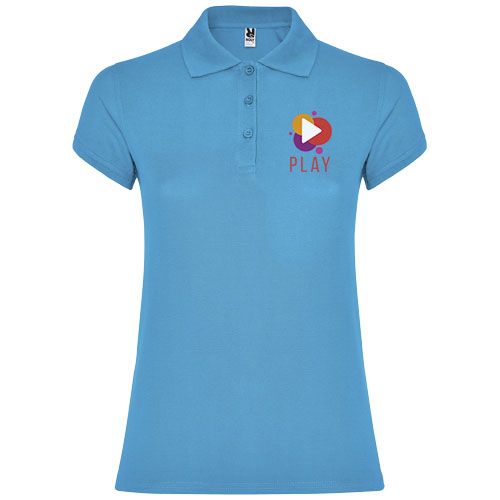 turquesa Polo de manga corta para mujer