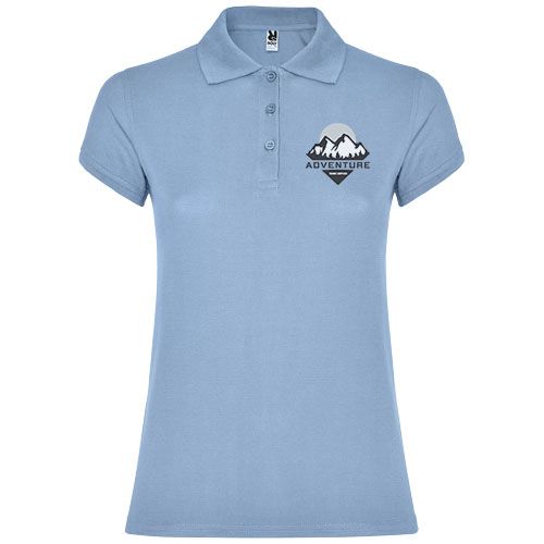 azul celeste Polo de manga corta para mujer