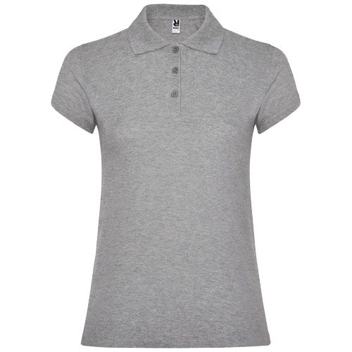 gris chiné Polo de manga corta para mujer