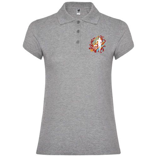 gris chiné Polo de manga corta para mujer