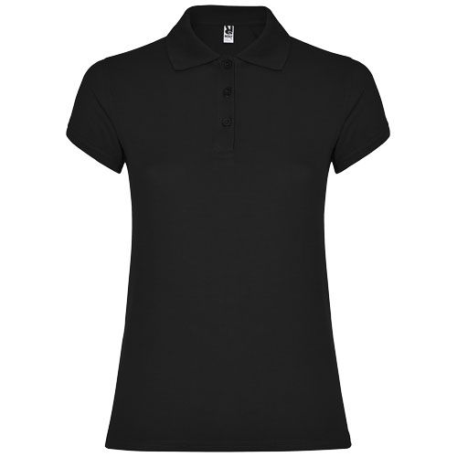 black Polo de manga corta para mujer