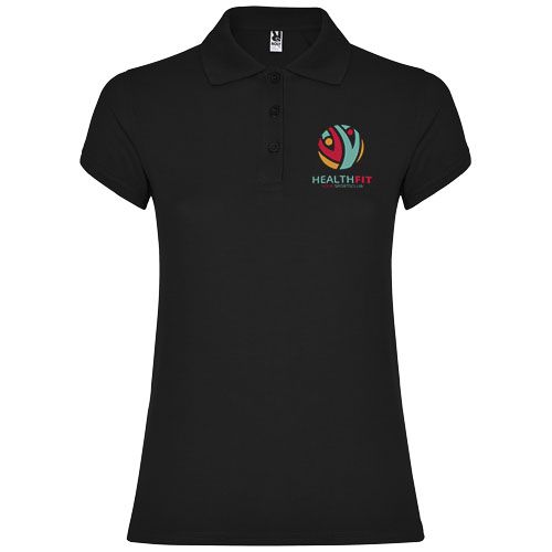 black Polo de manga corta para mujer