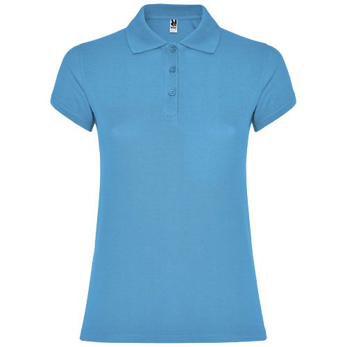 turquesa Polo de manga corta para mujer