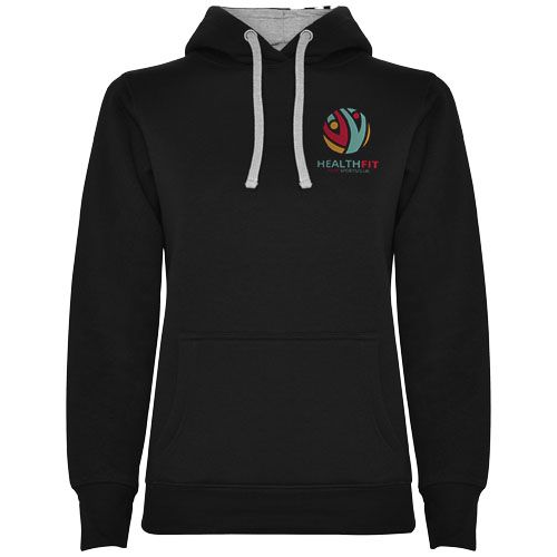 negro/gris chiné Sudadera con capucha para mujer
