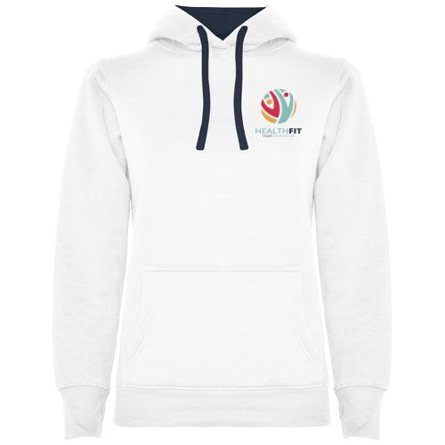 blanco/azul marino Sudadera con capucha para mujer