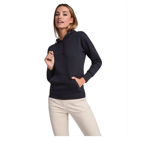 blanco/azul marino Sudadera con capucha para mujer