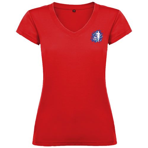 Camiseta de cuello de pico de manga corta para mujer 