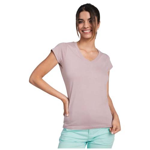 verde pálido Camiseta de cuello de pico de manga corta para mujer