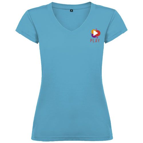 Camiseta de cuello de pico de manga corta para mujer 