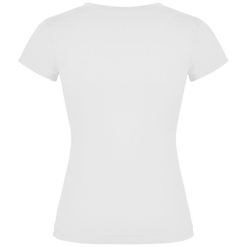 white Camiseta de cuello de pico de manga corta para mujer