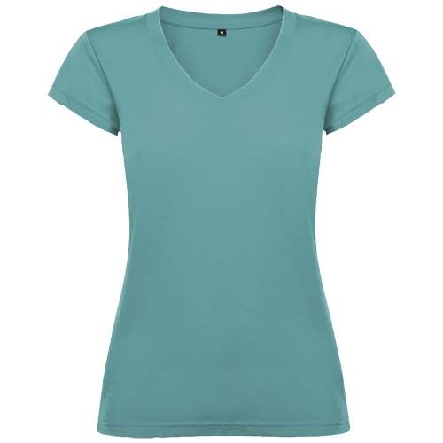 bleu poudré Camiseta de cuello de pico de manga corta para mujer