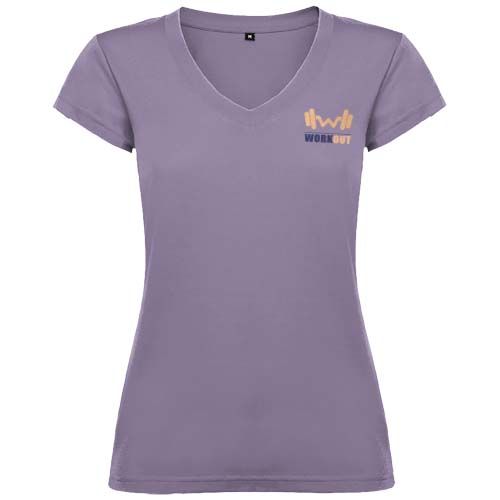 Camiseta de cuello de pico de manga corta para mujer 