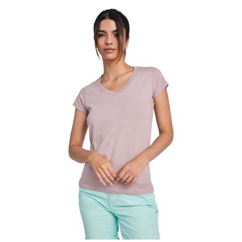 Camiseta de cuello de pico de manga corta para mujer 