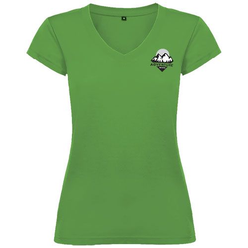 verde tropical Camiseta de cuello de pico de manga corta para mujer de 155 g/m²