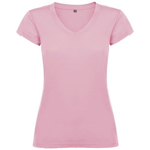 Camiseta de cuello de pico de manga corta para mujer 