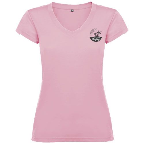 Camiseta de cuello de pico de manga corta para mujer 