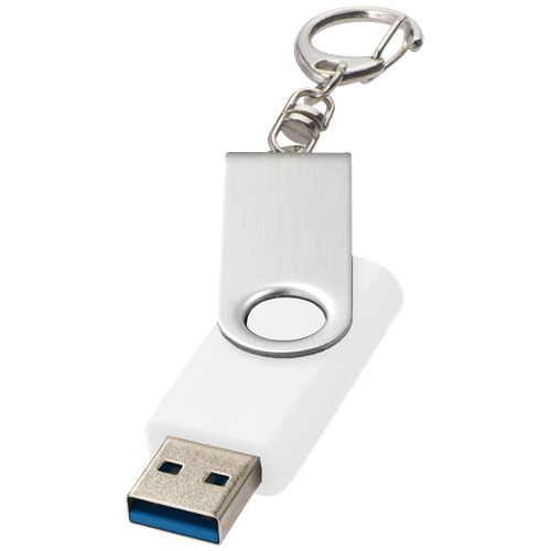 white Memoria USB 3.0 con llavero