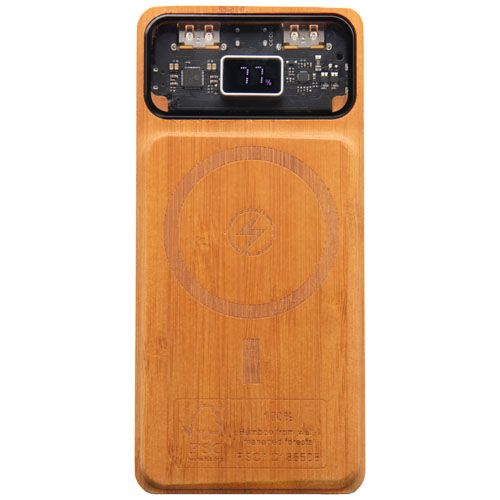Batería externa magnética de madera de 10 000 mAh y 15 W 