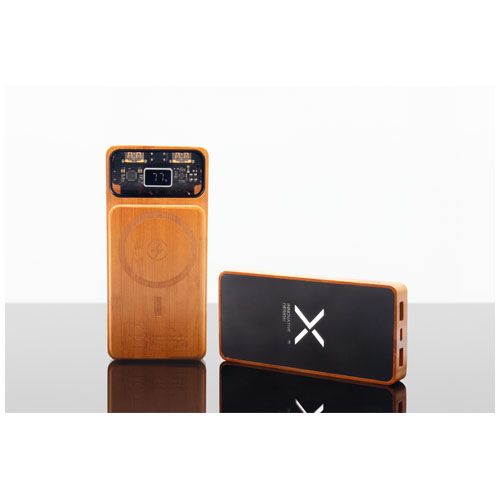 madera/negro Batería externa magnética de madera de 10 000 mAh y 15 W