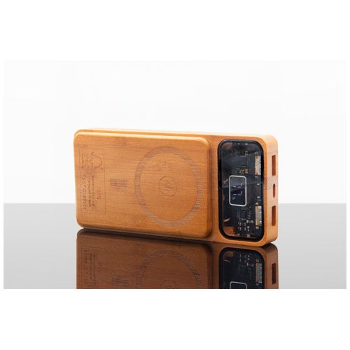 madera/negro Batería externa magnética de madera de 10 000 mAh y 15 W