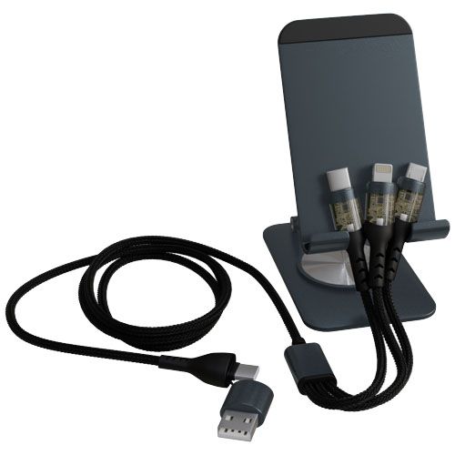 SOPORTE PARA TELÉFONO PLEGABLE CON CABLE DE CARGA 3 EN 1 