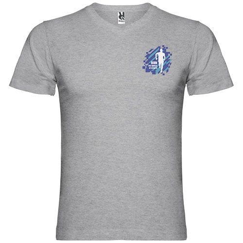 gris chiné Camiseta de cuello de pico de manga corta para hombre