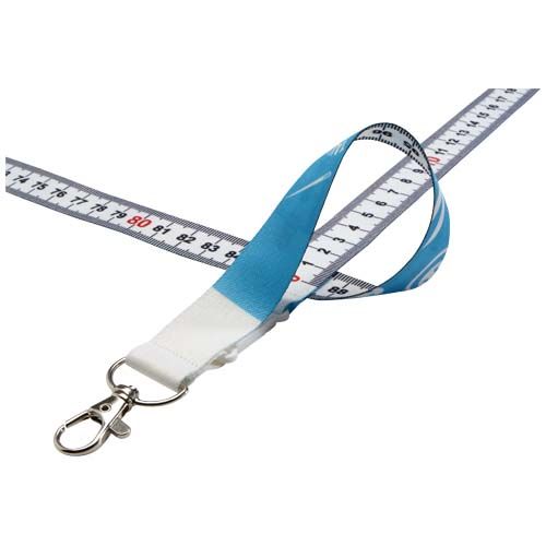 white Isla lanyard de 1 metro en PET reciclado con sublimación con cierre de seguridad