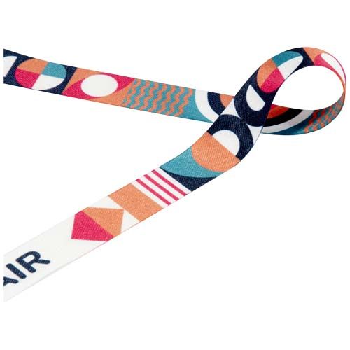 white Leia lanyard de RPET en sublimación con 2 mosquetones
