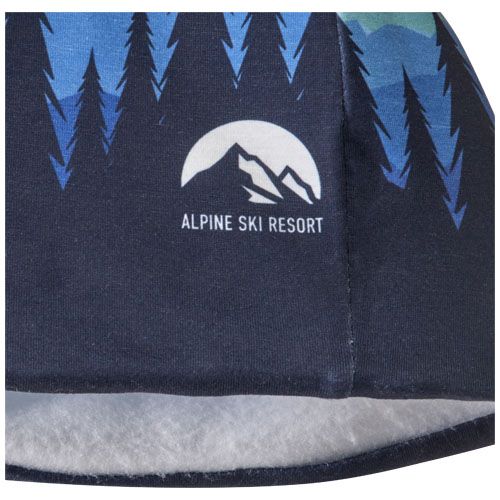 white Gorro de RPET en sublimación y una capa de polar