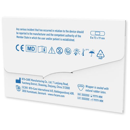 white 5 tiritas personalizables con sobre de papel kraft impreso a todo color