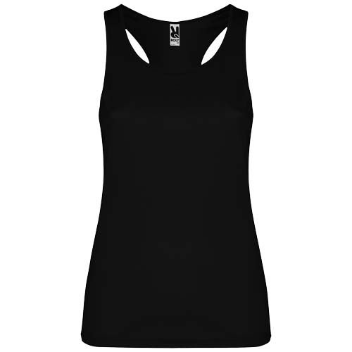 black Camiseta deportiva sin mangas para mujer